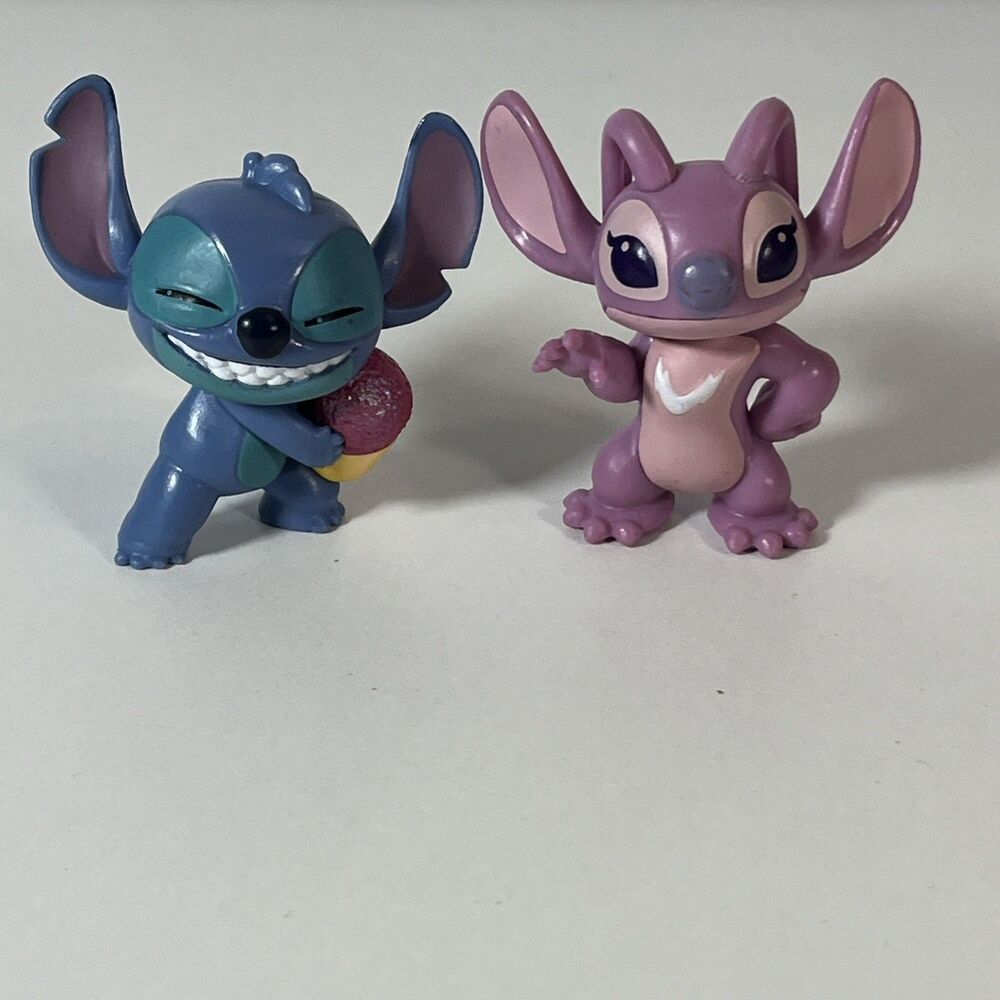 Lilo & Stitch Holding Ice Cream Angel & Stitch Lot Of 2 Disney Mini Figures